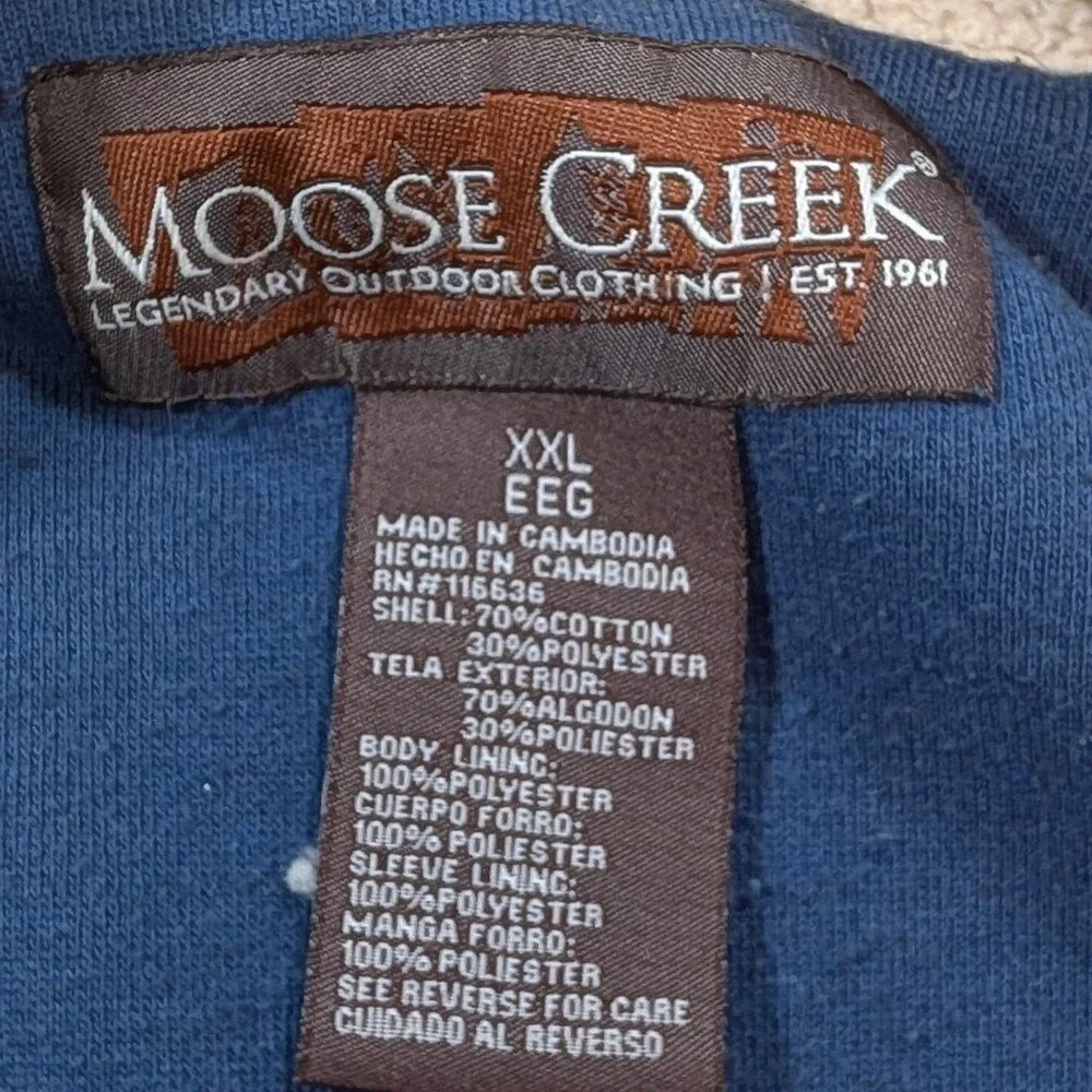 Moose Creek Sherpa Lined Full Zip Hoodie Men XXL Blue Outdoor Jacket